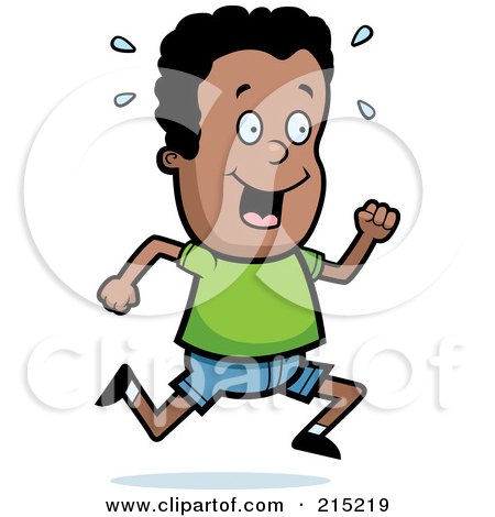 Royalty-Free (RF) Clipart Illustration of a Happy Black Boy Running by Cory Thoman