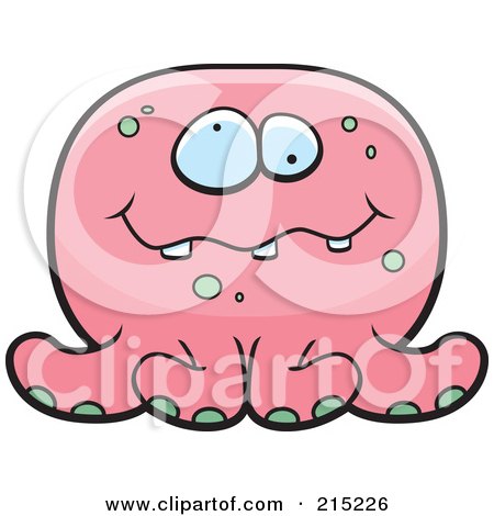 Royalty-Free (RF) Clipart Illustration of a Goofy Pink Octopus by Cory Thoman