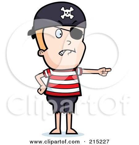 Royalty-Free (RF) Clipart Illustration of a Mad Pirate Boy Pointing by Cory Thoman