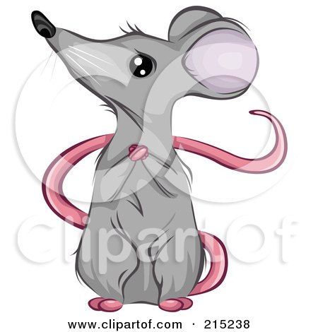Royalty-Free (RF) Clipart Illustration of a Cute Mouse Sitting Upright And Clasping His Hands While Looking To The Left by BNP Design Studio