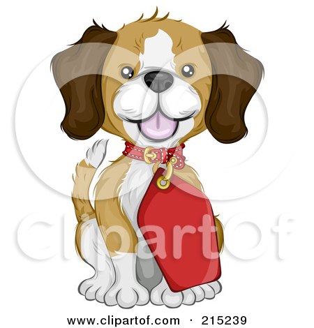 Royalty-Free (RF) Clipart Illustration of a Cute Beagle Puppy Wearing A Red Tag by BNP Design Studio