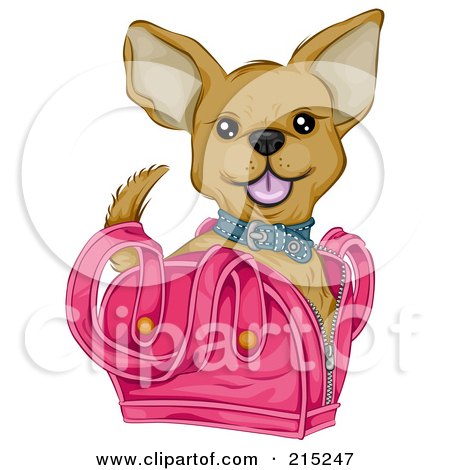Royalty-Free (RF) Clipart Illustration of a Cute Chihuahua In A Pink Bag by BNP Design Studio