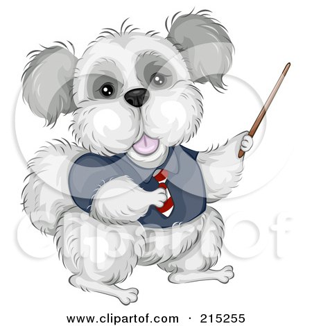 Royalty-Free (RF) Clipart Illustration of a Cute Doggy Wearing A Shirt And Tie And Using A Pointer Stick by BNP Design Studio