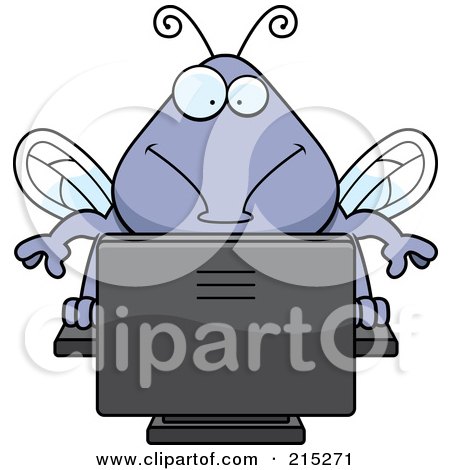 Royalty-Free (RF) Clipart Illustration of a Bug Using A Computer by Cory Thoman
