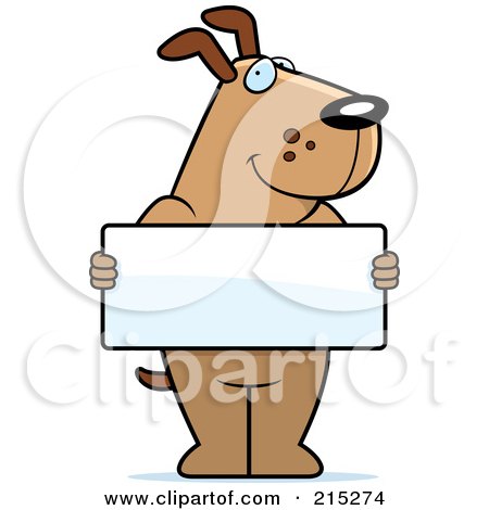 Royalty-Free (RF) Clipart Illustration of a Friendly Dog Holding A Blank White Sign by Cory Thoman