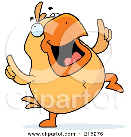 Royalty-Free (RF) Clipart Illustration of a Chick Doing A Happy Dance by Cory Thoman