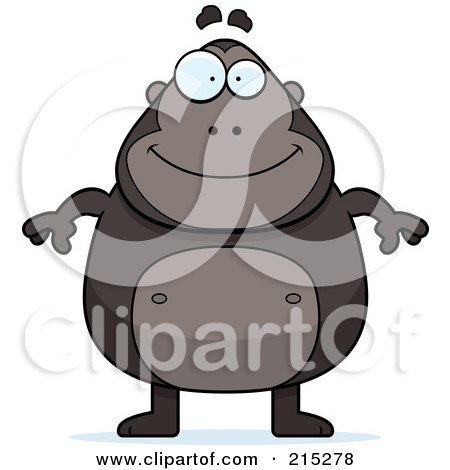Royalty-Free (RF) Clipart Illustration of a Plump Ape Standing On His Hind Legs by Cory Thoman