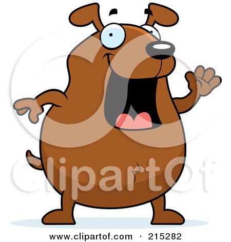 Royalty-Free (RF) Clipart Illustration of a Chubby Brown Dog Waving by Cory Thoman