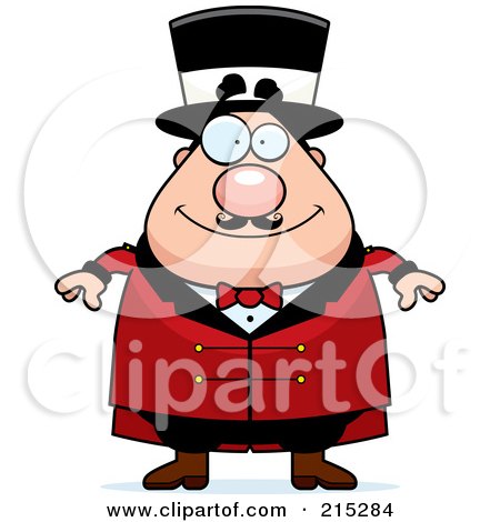 Royalty-Free (RF) Clipart Illustration of a Plump Circus Man In A Red Suit by Cory Thoman