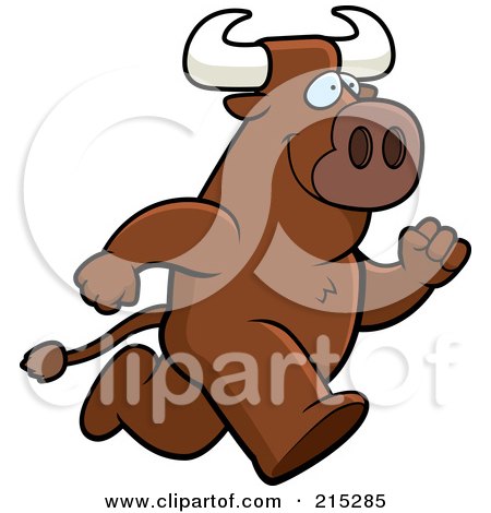 Royalty-Free (RF) Clipart Illustration of a Bull Running Upright by Cory Thoman