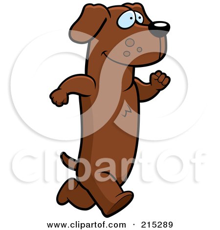 Royalty-Free (RF) Clipart Illustration of a Daschund Running Upright by Cory Thoman