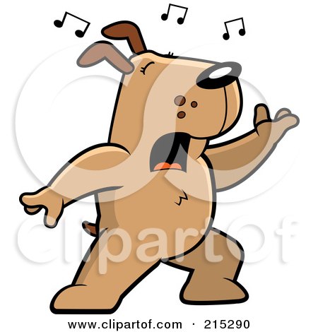 Royalty-Free (RF) Clipart Illustration of a Singing Dog With Music Notes by Cory Thoman