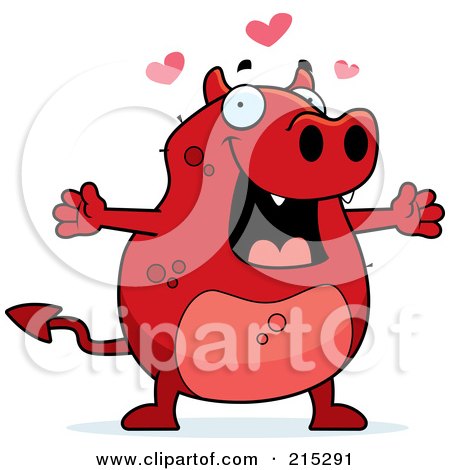 Royalty-Free (RF) Clipart Illustration of a Red Devil In Love by Cory Thoman