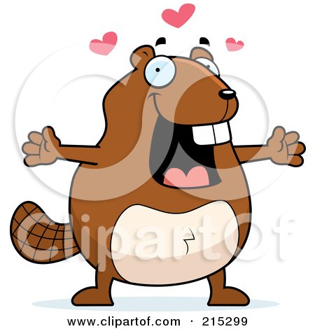 Royalty-Free (RF) Clipart Illustration of a Happy Beaver In Love by Cory Thoman