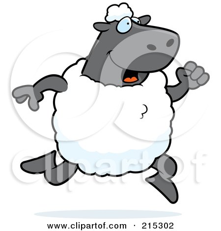 Royalty-Free (RF) Clipart Illustration of a Sheep Running Upright by Cory Thoman