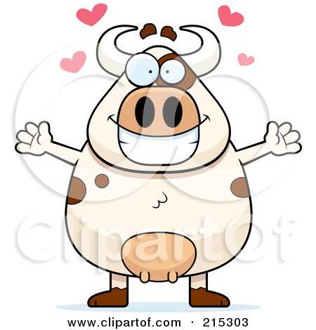 Royalty-Free (RF) Clipart Illustration of a Happy Plump Cow In Love by Cory Thoman