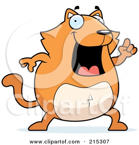 Royalty-Free (RF) Clipart Illustration of a Chubby Orange Cat With An Idea by Cory Thoman
