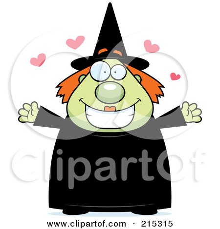 Royalty-Free (RF) Clipart Illustration of a Plump Green Witch In Love by Cory Thoman