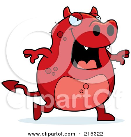 Royalty-Free (RF) Clipart Illustration of a Red Devil Walking by Cory Thoman