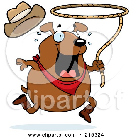 Royalty-Free (RF) Clipart Illustration of a Chubby Brown Rodeo Dog by Cory Thoman