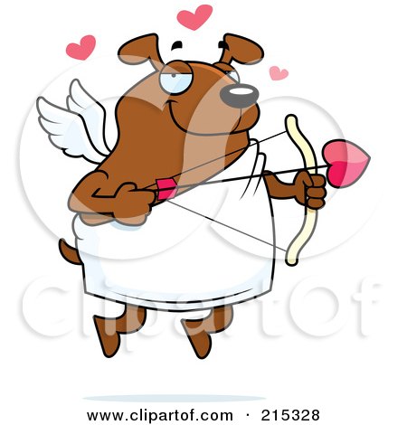 Royalty-Free (RF) Clipart Illustration of a Chubby Brown Dog Cupid by Cory Thoman