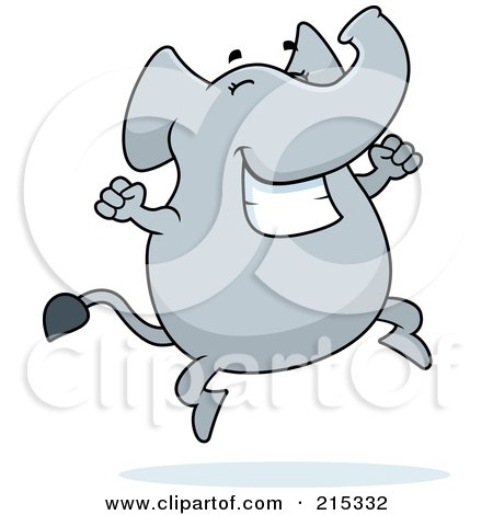 Royalty-Free (RF) Clipart Illustration of a Happy Elephant Jumping by Cory Thoman