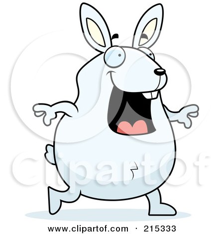 Royalty-Free (RF) Clipart Illustration of a Chubby White Rabbit Walking by Cory Thoman