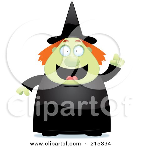 Royalty-Free (RF) Clipart Illustration of a Plump Green Witch With An Idea by Cory Thoman