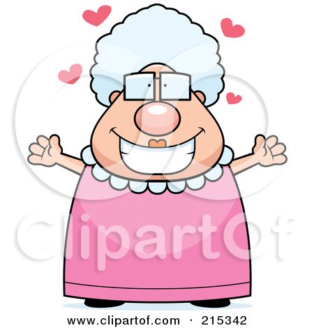 Royalty-Free (RF) Clipart Illustration of a Plump Sweet Granny Waiting For A Hug by Cory Thoman