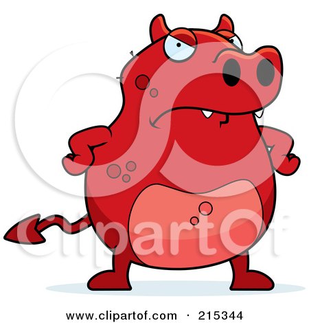 Royalty-Free (RF) Clipart Illustration of a Grumpy Red Devil by Cory Thoman