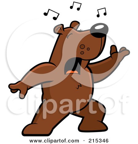 Royalty-Free (RF) Clipart Illustration of a Singing Bear With Music Notes by Cory Thoman