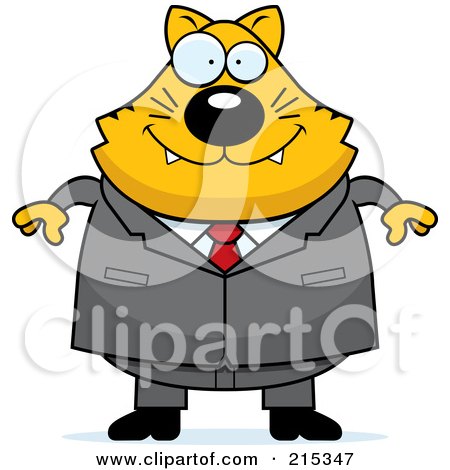Royalty-Free (RF) Clipart Illustration of a Plump Business Cat In A Suit by Cory Thoman