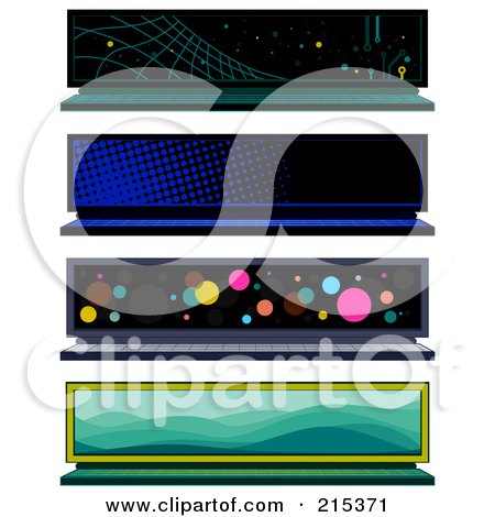 R oyalty-Free (RF) Clipart Illustration of a Digital Collage Of Four Laptop Screen Banners by BNP Design Studio