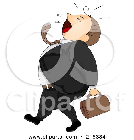 Royalty-Free (RF) Clipart Illustration of a Businessman Walking And Yawning by BNP Design Studio