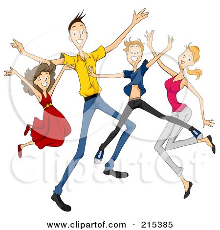 Royalty-Free (RF) Clipart Illustration of a Happy Energetic Family Jumping by BNP Design Studio