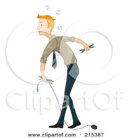 Royalty-Free (RF) Clipart Illustration of a Mad Blond Businessman Carrying Computer Parts by BNP Design Studio
