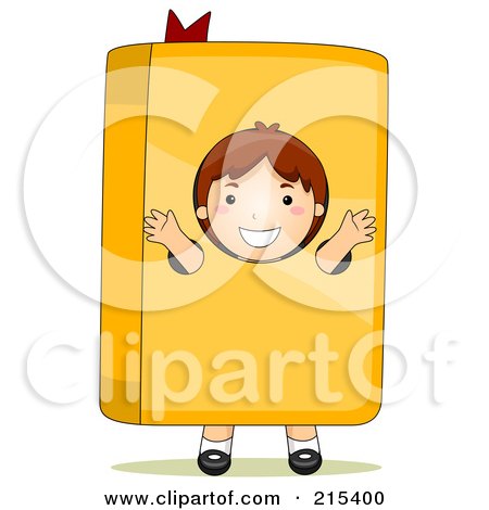 Royalty-Free (RF) Clipart Illustration of a Little School Girl Wearing A Book Costume by BNP Design Studio