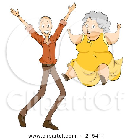 Royalty-Free (RF) Clipart Illustration of Happy Grandparents Jumping by BNP Design Studio