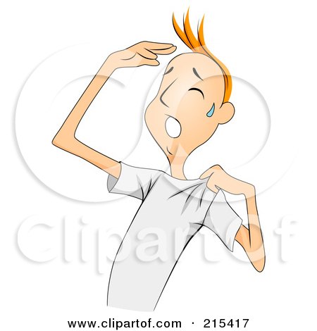Royalty-Free (RF) Clipart Illustration of a Sweaty Hot Man Touching His Forehead by BNP Design Studio