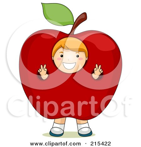 Royalty-Free (RF) Clipart Illustration of a Little School Boy Wearing An Apple Costume by BNP Design Studio
