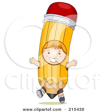 Royalty-Free (RF) Clipart Illustration of a Little School Boy Wearing A Pencil Costume by BNP Design Studio