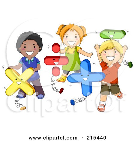 Royalty-Free (RF) Clipart Illustration of Diverse School Kids Playing With Math Shapes by BNP Design Studio