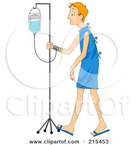 Royalty-Free (RF) Clipart Illustration of a Sick Man Walking With An IV by BNP Design Studio
