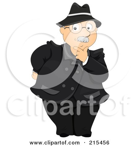Royalty-Free (RF) Clipart Illustration of a Senior Businessman Touching His Chin In Thought by BNP Design Studio