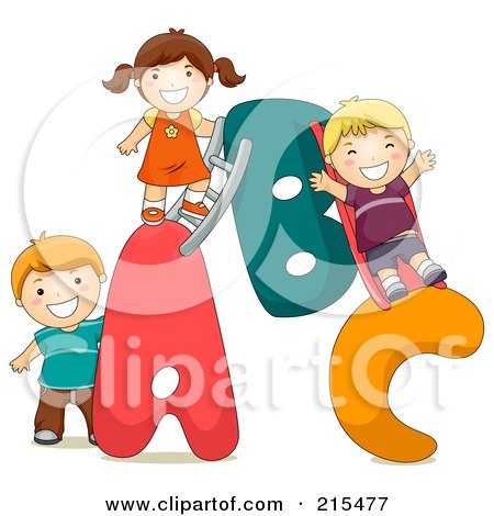 Royalty-Free (RF) Clipart Illustration of a Group Of Kids Playing On An ABC Playground by BNP Design Studio