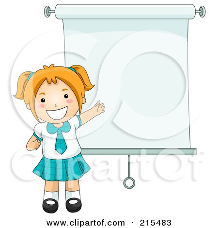 Royalty-Free (RF) Clipart Illustration of a Little School Girl By A Presentation Screen by BNP Design Studio