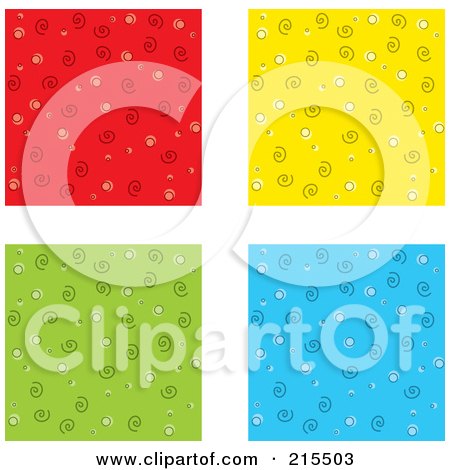 Royalty-Free (RF) Clipart Illustration of a Digital Collage Of Four Colorful Backgrounds With Swirl Patterns by Cory Thoman