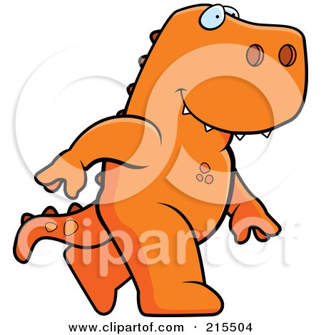 Royalty-Free (RF) Clipart Illustration of a T Rex Walking Upright by Cory Thoman