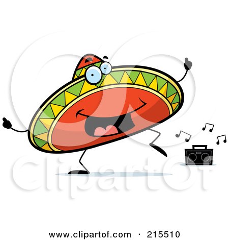 Royalty-Free (RF) Clipart Illustration of a Happy Dancing Sombrero Character by Cory Thoman