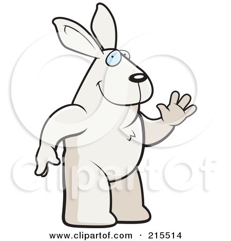 Royalty-Free (RF) Clipart Illustration of a Friendly Rabbit Standing On His Hind Legs And Waving by Cory Thoman